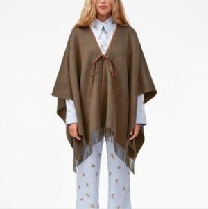 NWT | Sleeper Medusa Western Fringe Wool Poncho Brown S/M